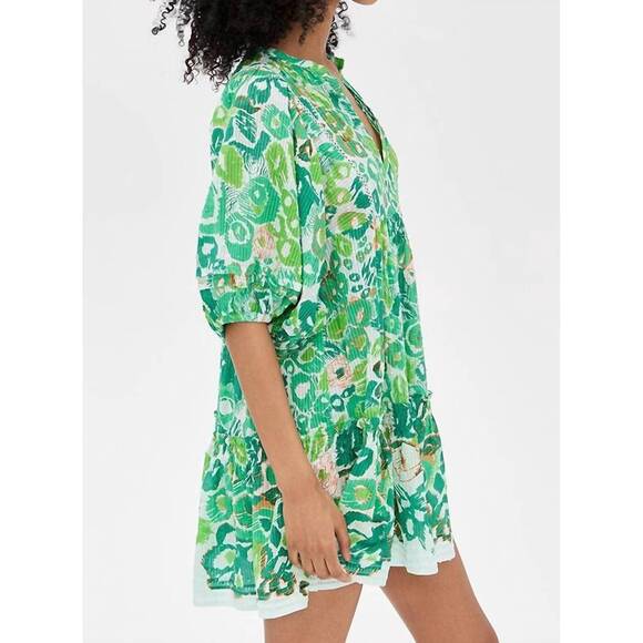 NEW POUPETTE ST BARTH aria mini dress in green pencilleo - Picture 4 of 9